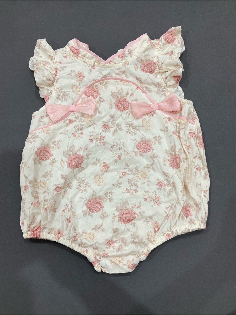 Infant Pink Floral Bow Romper